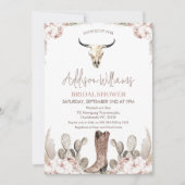 Boho Floral Cowgirl Boot Vrijgezellenfeest Kaart (Voorkant)