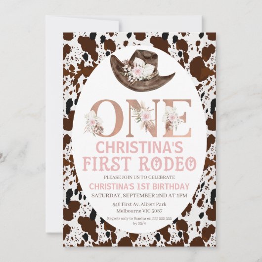 Boho Floral Cowgirl Pet Eerste Rodeo Birthday Kaart (Voorkant)
