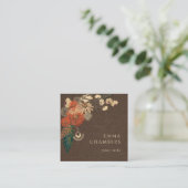 Boho Floral Cream Bruin Linnen Visitekaartje (Staand voorkant)