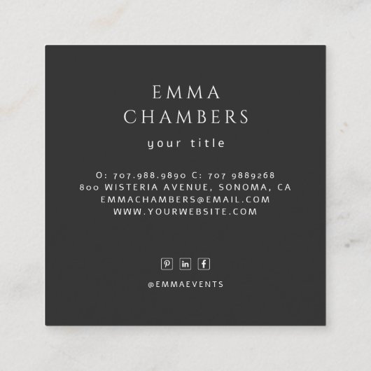 Boho Floral Cream Linnen Visitekaartje (Achterkant)