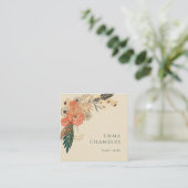 Boho Floral Cream Linnen Visitekaartje (Staand voorkant)
