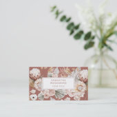 Boho Floral Cream Terracotta Professional Visitekaartje (Staand voorkant)