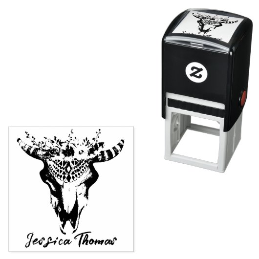 Boho Floral Crested Bohemian Art Rubber Stamp Zelfinktende Stempel (In situ)