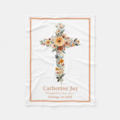 Boho Floral Cross Baptism Gift Name Baby Blankets Fleece Deken (Voorkant)
