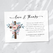 Boho Floral Cross Script begrafenis Bedankkaart