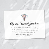 Boho Floral Cross Script begrafenis Bedankkaart