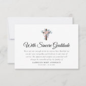 Boho Floral Cross Script begrafenis Bedankkaart (Voorkant)