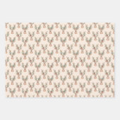 Boho floral crowned reindeer design  inpakpapier vel (Voorkant)