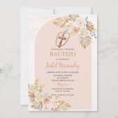 Boho Floral crucifix Bautizo Spaans Kaart (Voorkant)