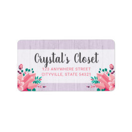 Boho Floral Crystals Boutique Pink Shabby Chic Etiket
