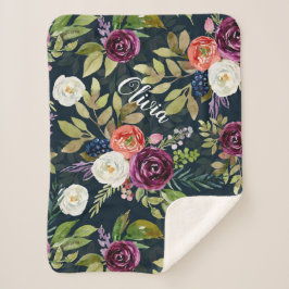 Boho Floral Custom Baby Girl Blanket Sherpa Deken