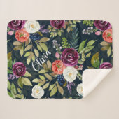 Boho Floral Custom Baby Girl Blanket Sherpa Deken (Voorkant (horizontaal))