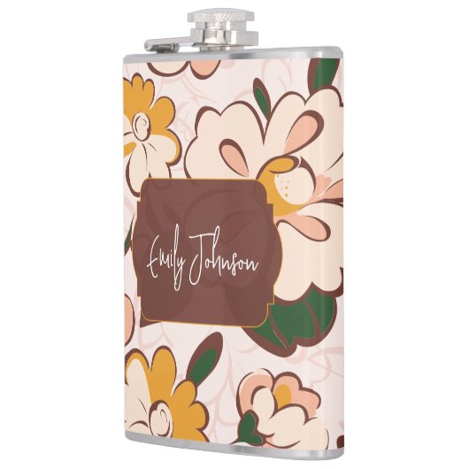 Boho Floral Custom Name Heupfles (Links)