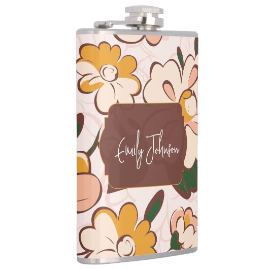 Boho Floral Custom Name Heupfles (Rechts)