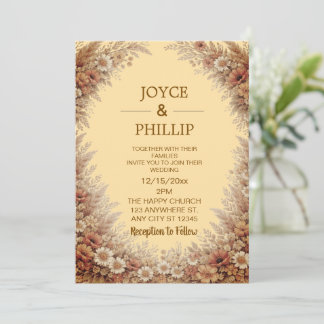 Boho Floral Custom Wedding Invites Cards Kaart