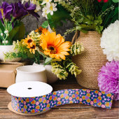 Boho Floral Cute Girly Flowers & Swirls Pattern Satijnen Lint