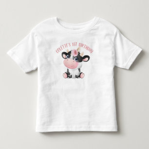 Boho Floral Cute Koe First Birthday Baby T-Shirt