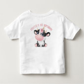 Boho Floral Cute Koe First Birthday Baby T-Shirt (Achterkant)