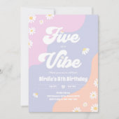 Boho Floral Daisy 5e verjaardag vijf is een vibe Kaart (Voorkant)