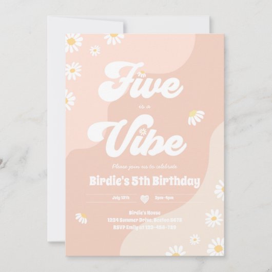 Boho Floral Daisy 5e verjaardag vijf is een vibe Kaart (Voorkant)