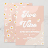 Boho Floral Daisy 5e verjaardag vijf is een vibe Kaart (Voorkant / Achterkant)