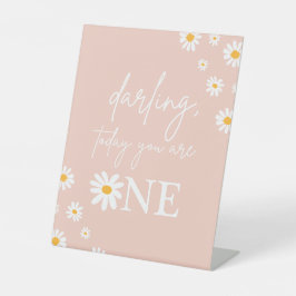 Boho Floral Daisy Groovy Birthday Party Decor Reclamebord Met Voetstuk