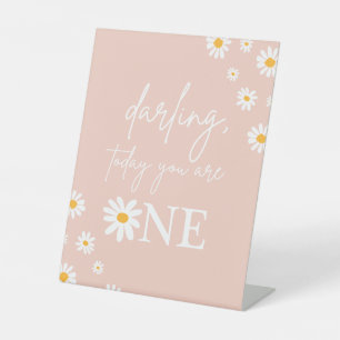 Boho Floral Daisy Groovy Birthday Party Decor Reclamebord Met Voetstuk