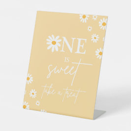 Boho Floral Daisy Groovy Birthday Party Favor Reclamebord Met Voetstuk