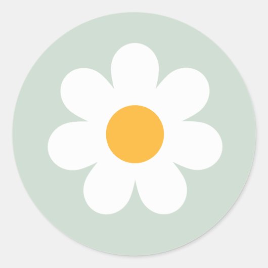 Boho Floral Daisy Groovy Birthday Party Favors Ronde Sticker (Voorkant)