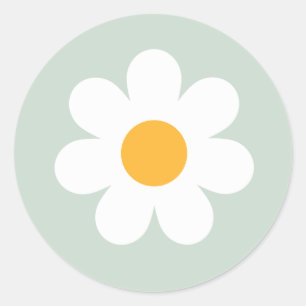 Boho Floral Daisy Groovy Birthday Party Favors Ronde Sticker