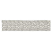Boho Floral Damask Line Art, Black on Beige Korte Tafelloper (Horizontaal)