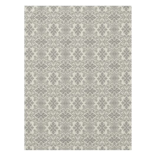 Boho Floral Damask Line Art, Black on Beige Tafelkleed (Voorkant)