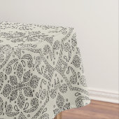 Boho Floral Damask Line Art, Black on Beige Tafelkleed (Voorbeeld)