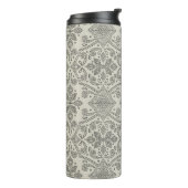 Boho Floral Damask Line Art, Black on Beige Thermosbeker (Gedraaid links)