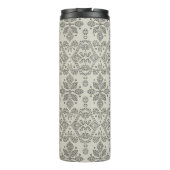 Boho Floral Damask Line Art, Black on Beige Thermosbeker (Achterkant)