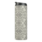 Boho Floral Damask Line Art, Black on Beige Thermosbeker (Geroteerd rechts)