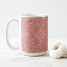 Boho Floral Damask Line Art, Terracotta Klei