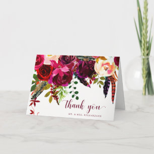 Boho Floral Dank je Bedankkaart