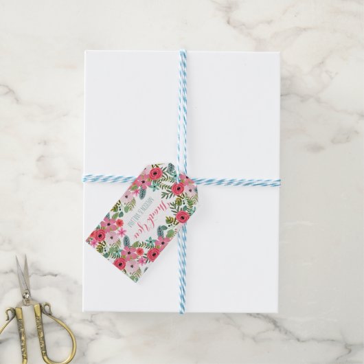 Boho floral Dank je labels Gepersonaliseerd Cadeaulabel (Met Touw)