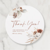 Boho Floral Dank u Baby shower Gift Labels (Voorkant)