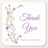 Boho Floral Dank u Paarse Wildflower Wedding Kartonnen Onderzetters (Voorkant)