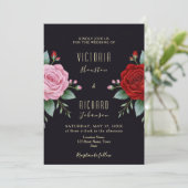 Boho Floral Dark Bourgondië Waterverf bruiloft Kaart (Staand voorkant)