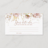 Boho floral Date-ideeën. Datum jar Informatiekaartje (Voorkant)