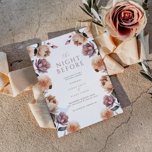 Boho Floral de avond voor repetitie diner Kaart