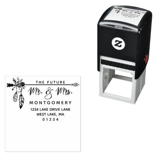 Boho Floral De Toekomst Mr. & Mrs Retouradres Zelfinktende Stempel (In situ)