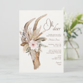 Boho Floral Deer Baby shower Uitnodiging – Waterco (Staand voorkant)