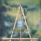 Boho Floral Denim Blue Jean Baby shower Welkom Acryl Bord (Neutraal)