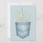 Boho Floral Denim Boy Blue Jean Baby shower Kaart (Achterkant)