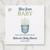Boho Floral Denim Pocket Blue Jean Baby shower Bedankjes Labels (Voorkant)