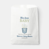 Boho Floral Denim Pocket Blue Jean Baby shower Bedankzakje (Voorkant)